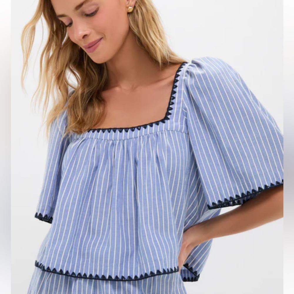 Tuckernuck Blue Stripe Whipstitch Vivianna Top